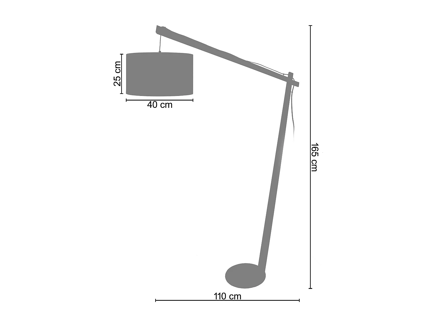 Lampadaire arqué bois  naturel,écru 165 cm.