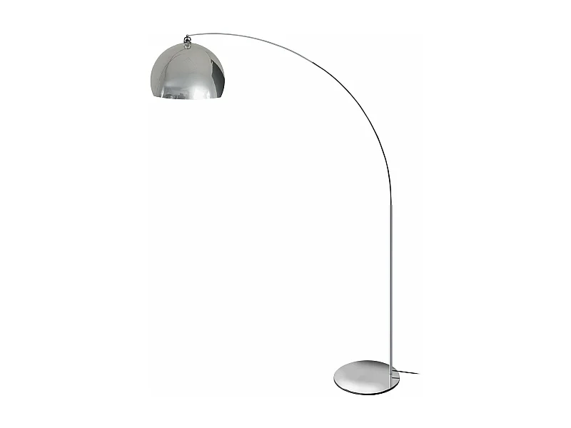 Lampadaire curve métal  chrome 190 cm.