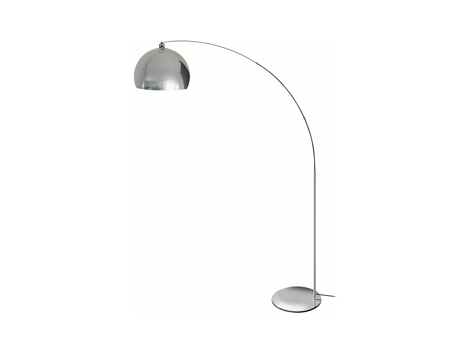 Lampadaire curve métal  chrome 190 cm.