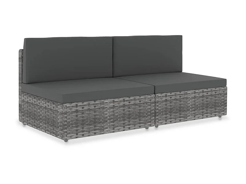Modulares 2-Sitzer-Sofa | Wohnzimmersofa Poly Rattan Grau -gkd262251