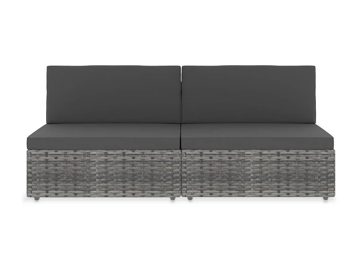 Modulares 2-Sitzer-Sofa | Wohnzimmersofa Poly Rattan Grau -gkd262251