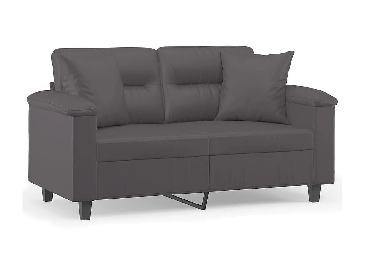 2-Sitzer-Sofa | Wohnzimmersofa mit Zierkissen Grau 120 cm Kunstleder -gkd429351