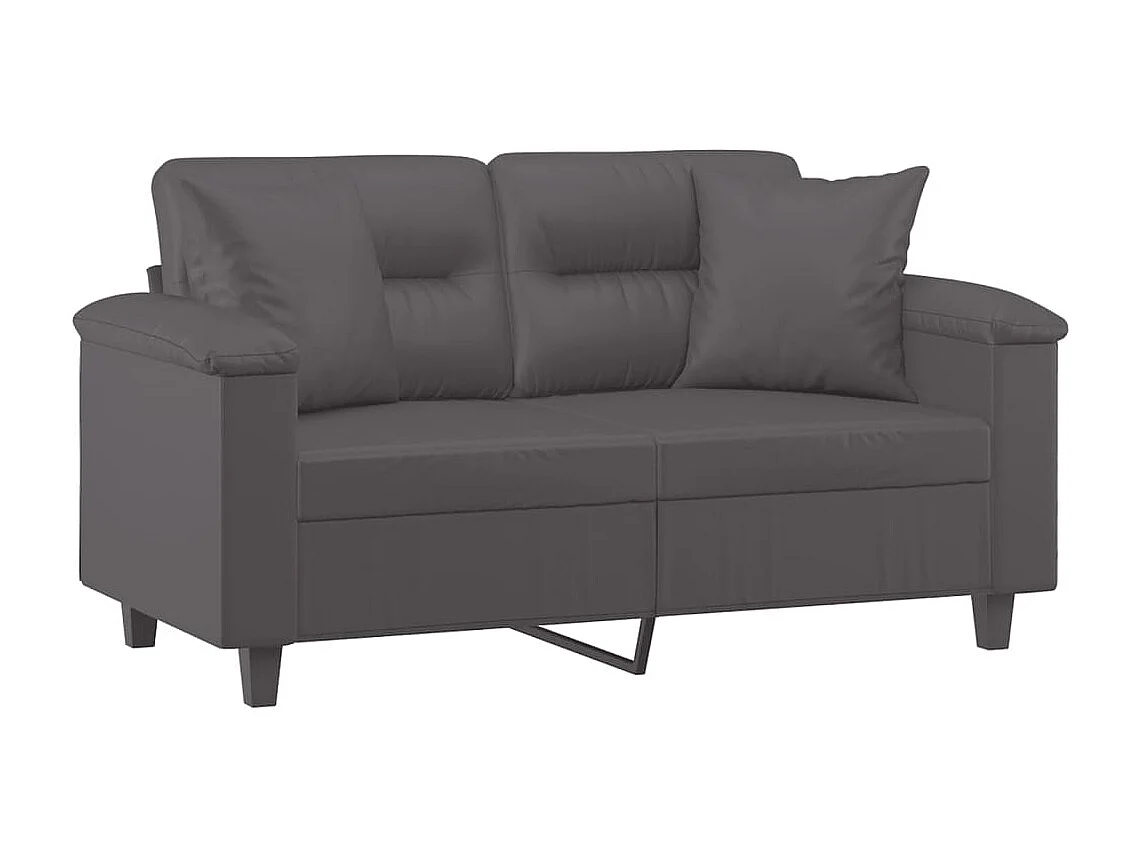 2-Sitzer-Sofa | Wohnzimmersofa mit Zierkissen Grau 120 cm Kunstleder -gkd429351