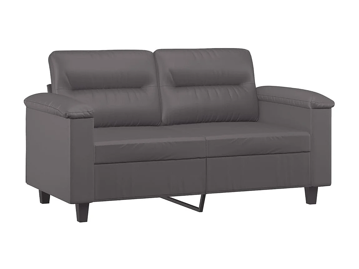 2-Sitzer-Sofa | Wohnzimmersofa mit Zierkissen Grau 120 cm Kunstleder -gkd429351
