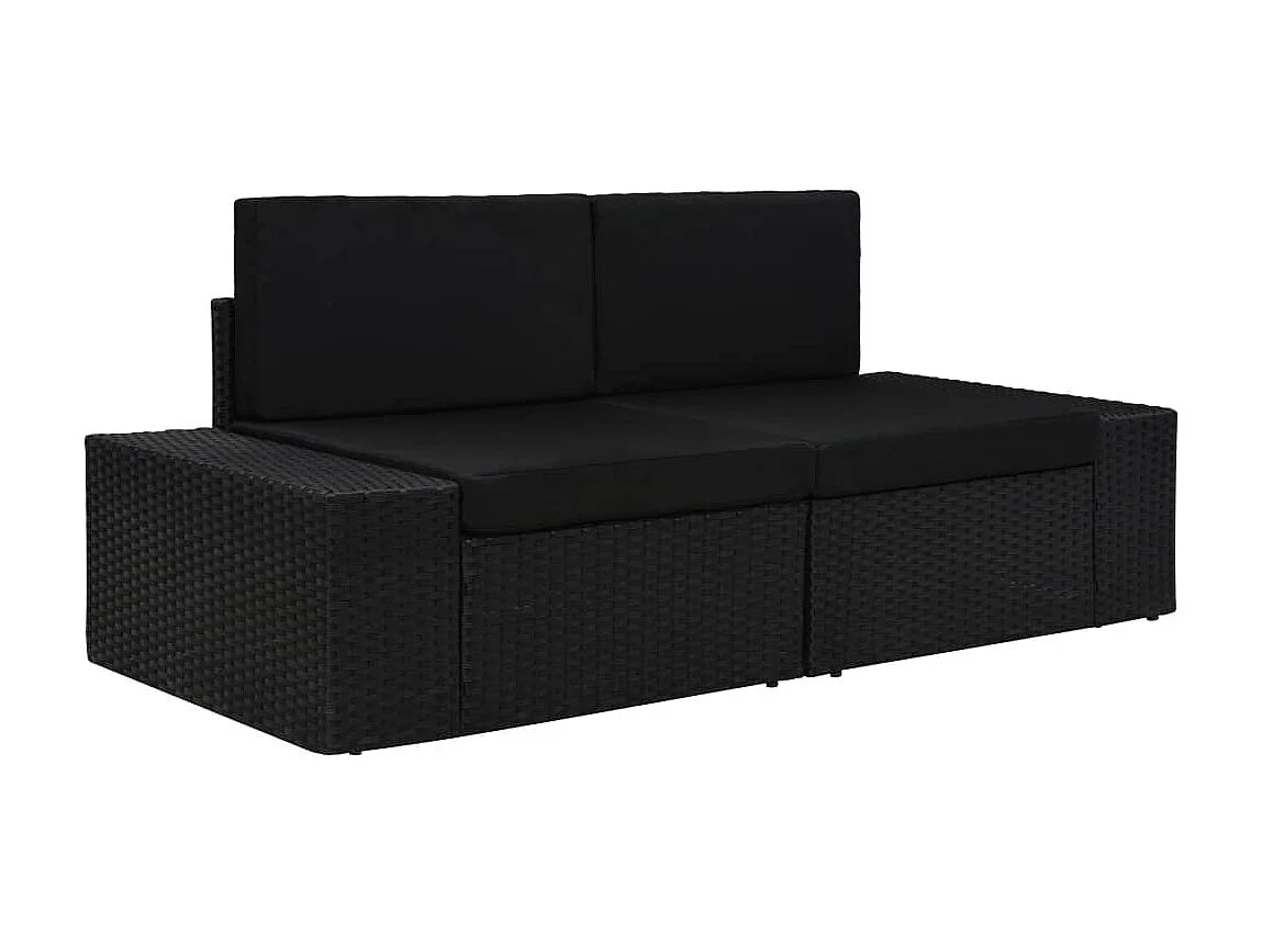 Modulares 2-Sitzer-Sofa | Wohnzimmersofa Poly Rattan Schwarz -gkd874625