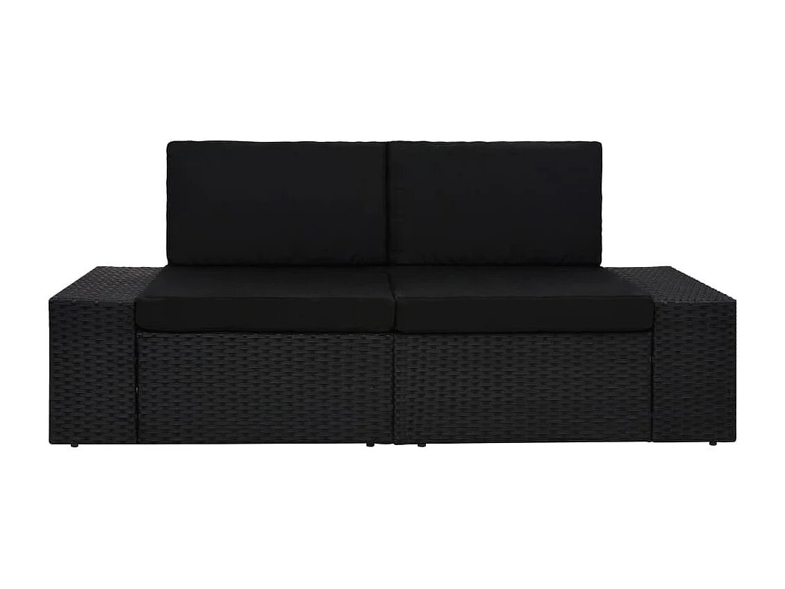 Modulares 2-Sitzer-Sofa | Wohnzimmersofa Poly Rattan Schwarz -gkd874625