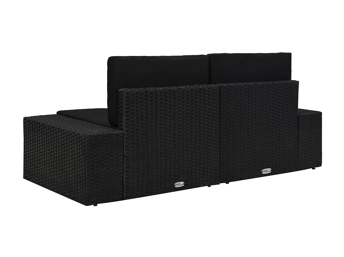 Modulares 2-Sitzer-Sofa | Wohnzimmersofa Poly Rattan Schwarz -gkd874625