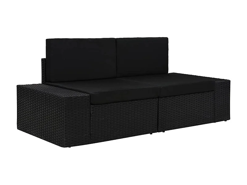 Modulares 2-Sitzer-Sofa | Wohnzimmersofa Poly Rattan Schwarz -gkd874625