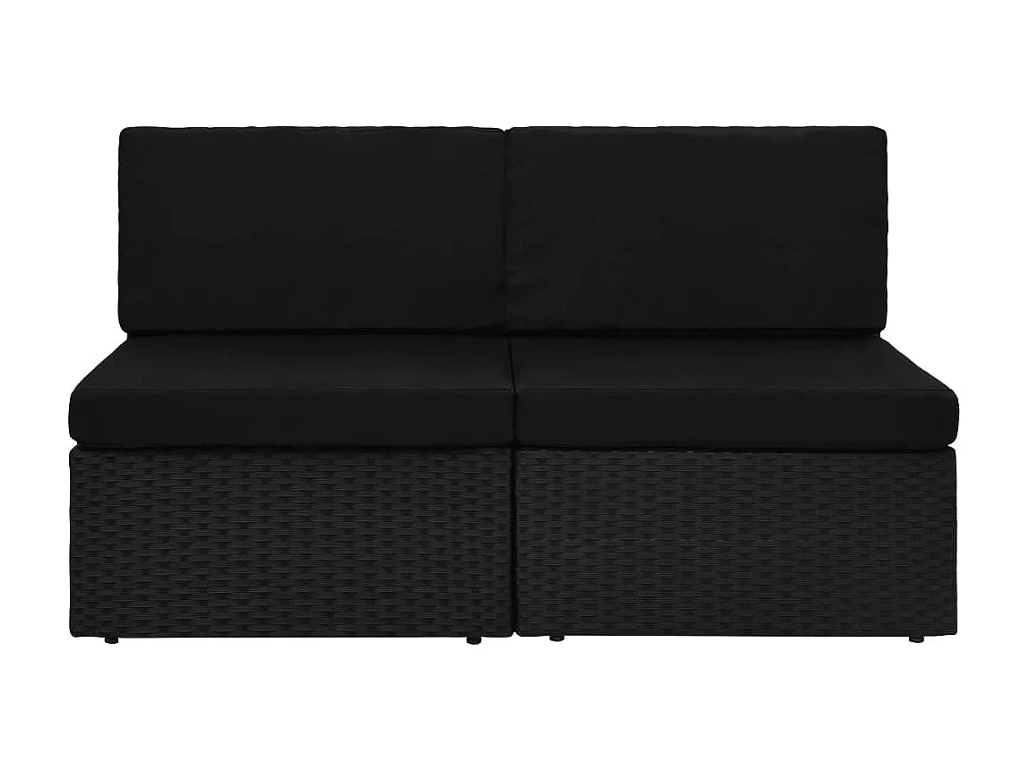 Modulares 2-Sitzer-Sofa | Wohnzimmersofa Poly Rattan Schwarz -gkd339871