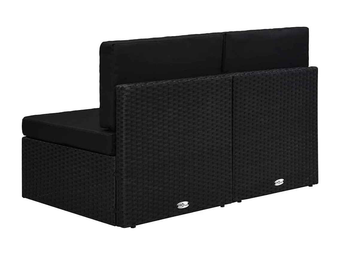 Modulares 2-Sitzer-Sofa | Wohnzimmersofa Poly Rattan Schwarz -gkd339871