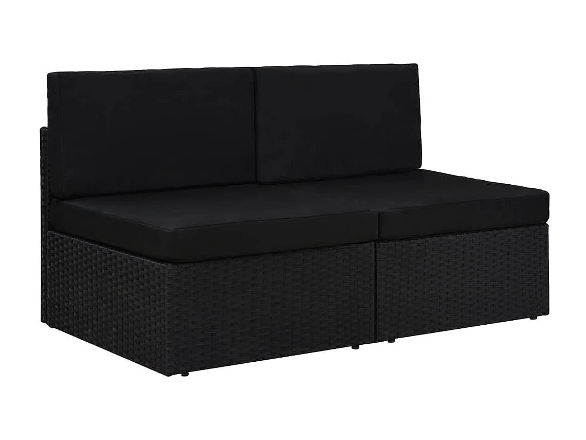 Modulares 2-Sitzer-Sofa | Wohnzimmersofa Poly Rattan Schwarz -gkd339871