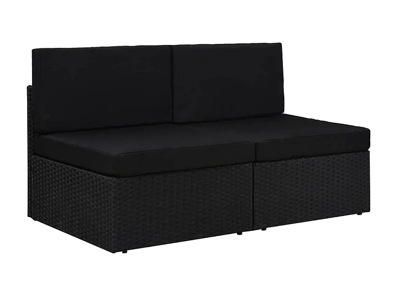 Modulares 2-Sitzer-Sofa | Wohnzimmersofa Poly Rattan Schwarz -gkd339871