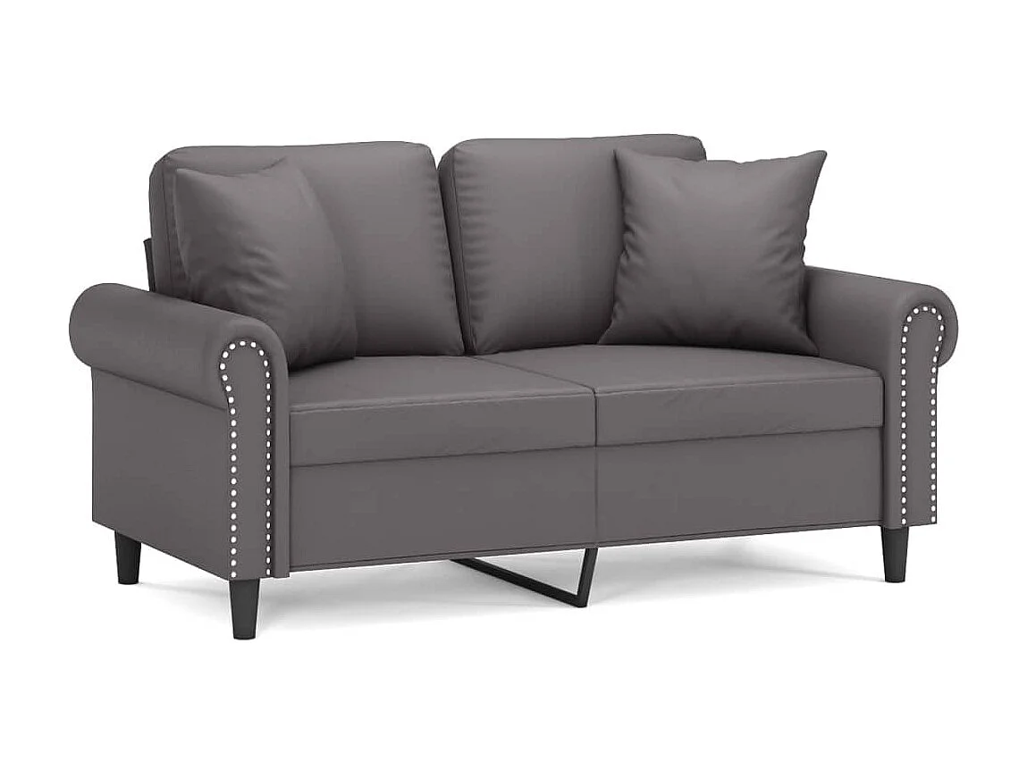 2-Sitzer-Sofa | Wohnzimmersofa mit Zierkissen Grau 120 cm Kunstleder -gkd329679