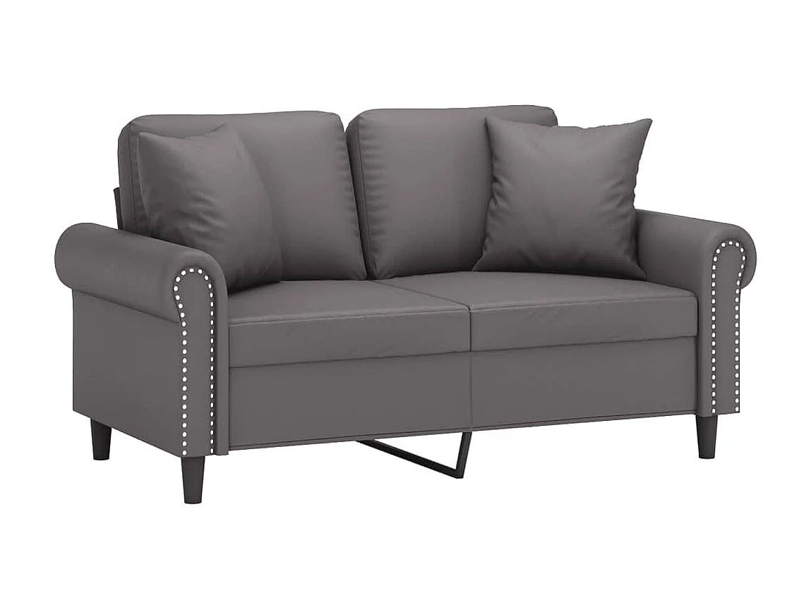 2-Sitzer-Sofa | Wohnzimmersofa mit Zierkissen Grau 120 cm Kunstleder -gkd329679