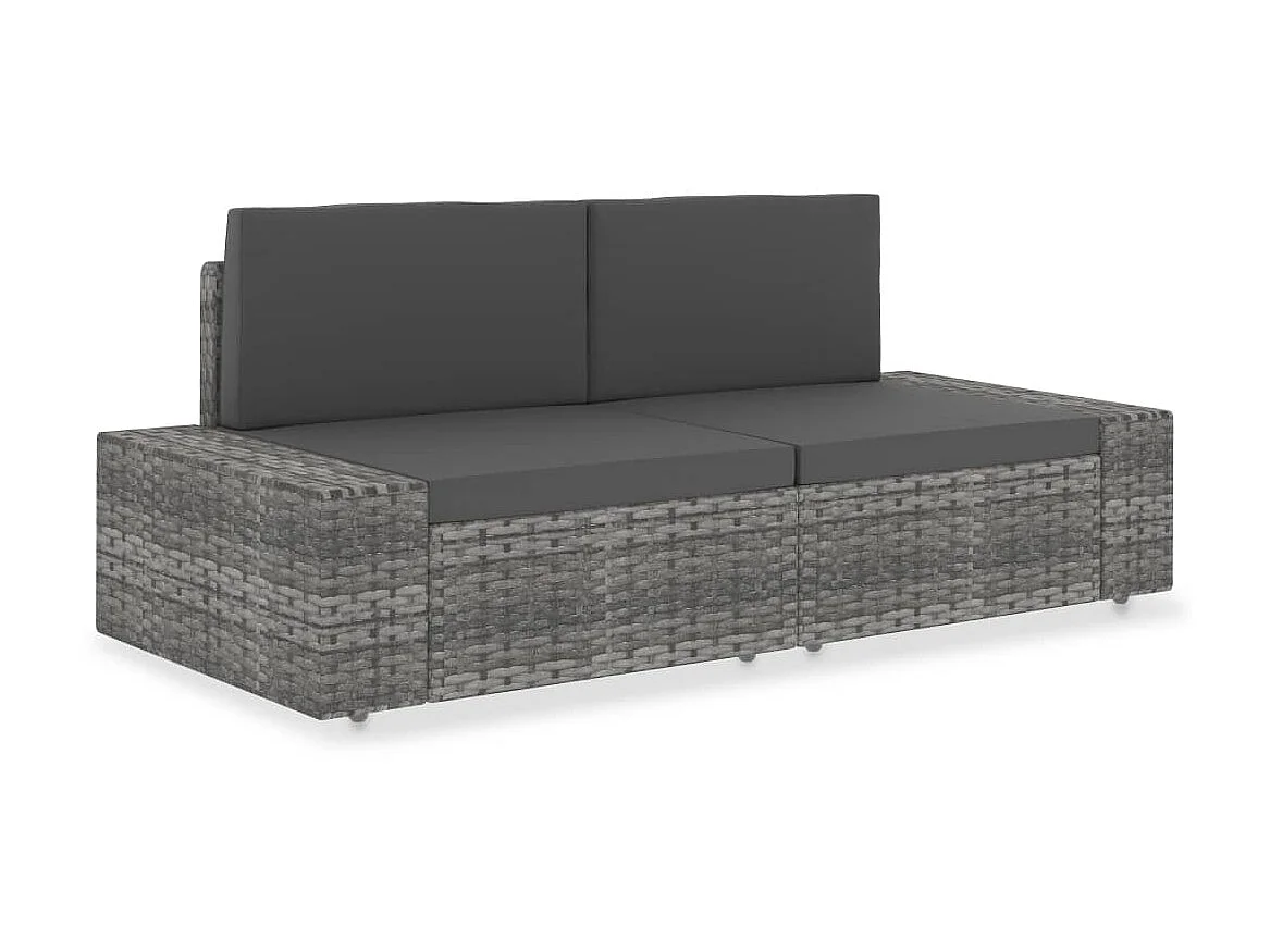 Modulares 2-Sitzer-Sofa | Wohnzimmersofa Poly Rattan Grau -gkd715847