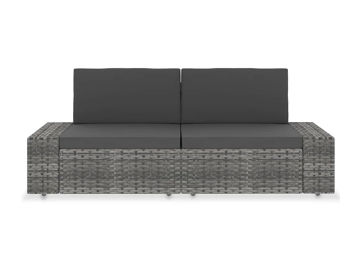 Modulares 2-Sitzer-Sofa | Wohnzimmersofa Poly Rattan Grau -gkd715847