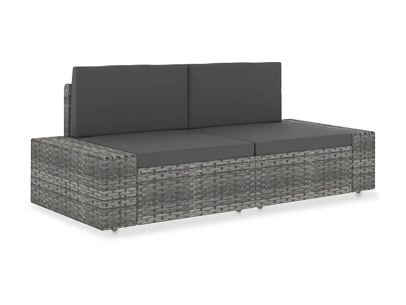 Modulares 2-Sitzer-Sofa | Wohnzimmersofa Poly Rattan Grau -gkd715847