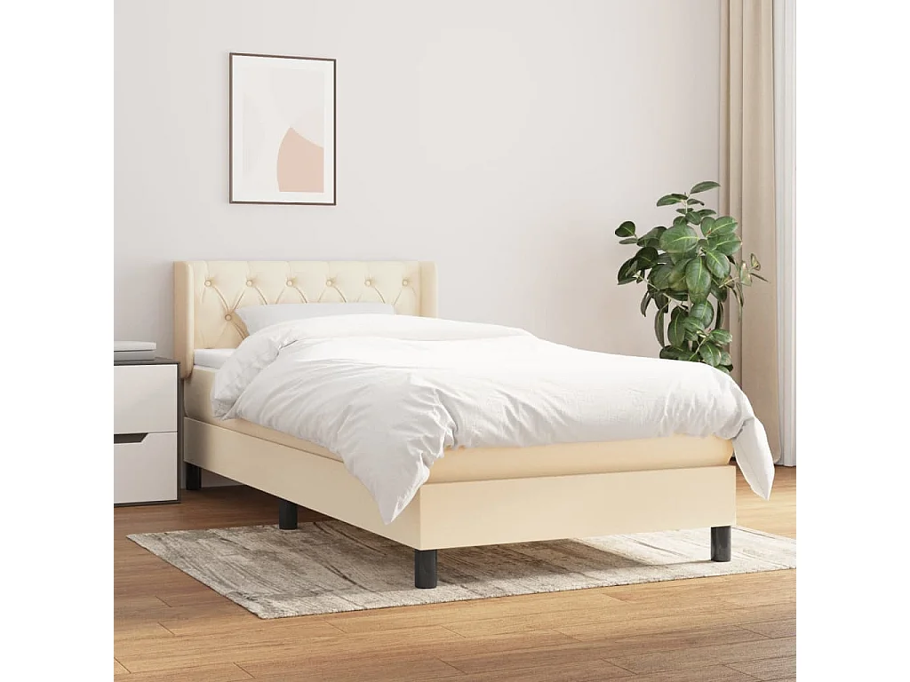 Boxspringbett mit Matratze,Bett für Schlafzimmer Creme 80x200 cm Stoff -CFW78890