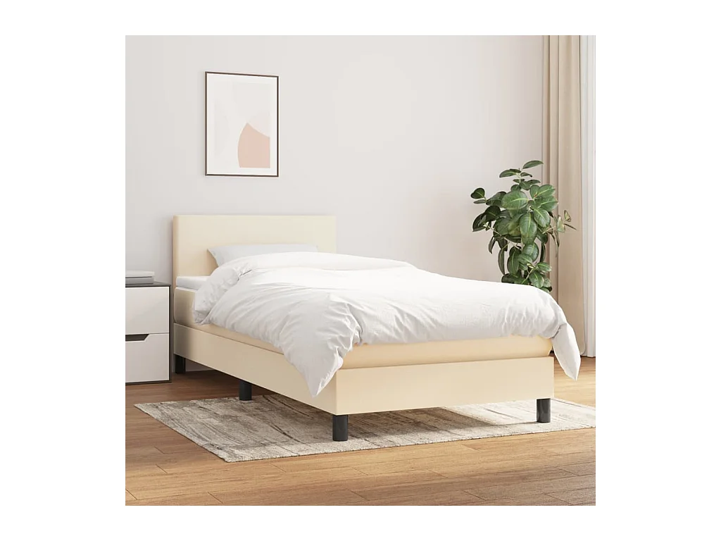 Boxspring met matras stof crèmekleurig 90x190 cm NL48620