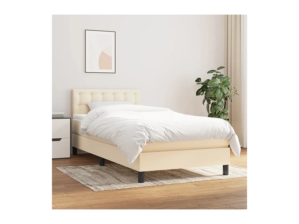 Boxspring met matras stof crèmekleurig 90x190 cm NL47514