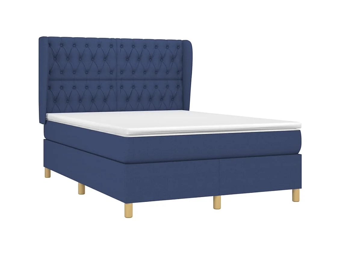 Letto matrimoniale a Molle con Materasso Blu 140x190 cm in Tessuto CFW775989