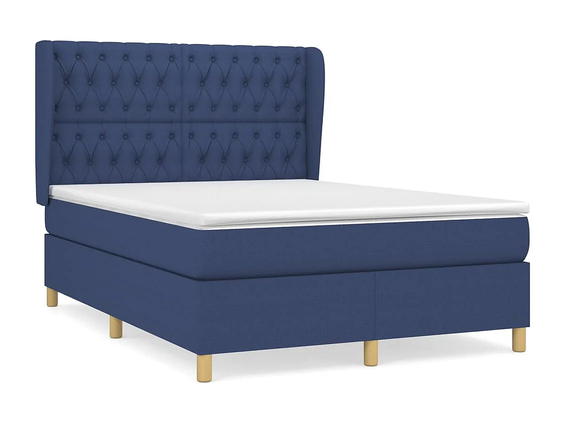 Letto matrimoniale a Molle con Materasso Blu 140x190 cm in Tessuto CFW775989