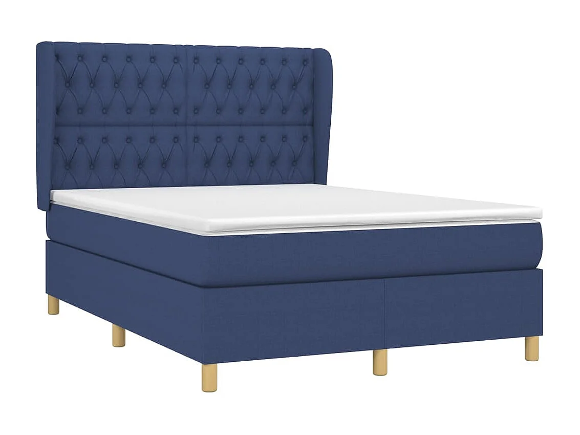 Letto matrimoniale a Molle con Materasso Blu 140x190 cm in Tessuto CFW775989