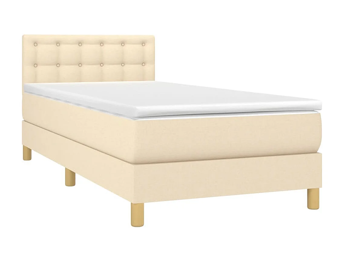 Boxspringbett mit Matratze,Bett für Schlafzimmer Creme 90x190 cm Stoff -CFW65961