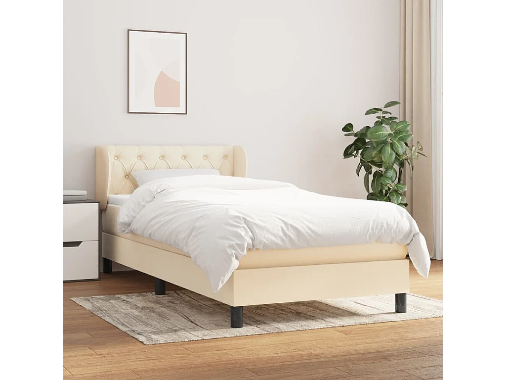 Boxspringbett mit Matratze,Bett für Schlafzimmer Creme 80x200 cm Stoff -CFW73179