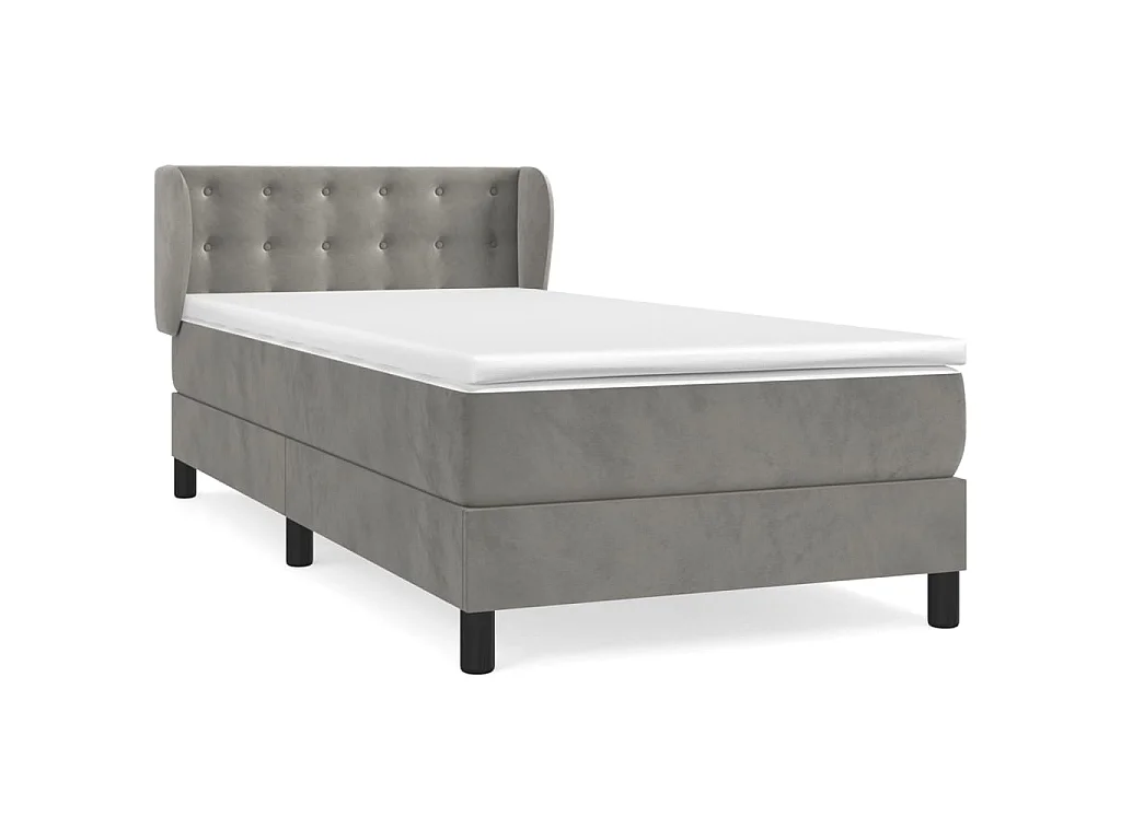 Boxspringbett mit Matratze,Bett für Schlafzimmer Hellgrau 100x200 cm Samt -CFW64714