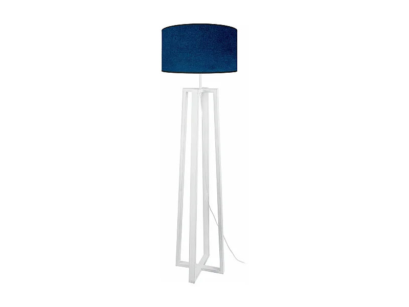 Lampadaire colonne bois  blanc,bleu 155 cm.