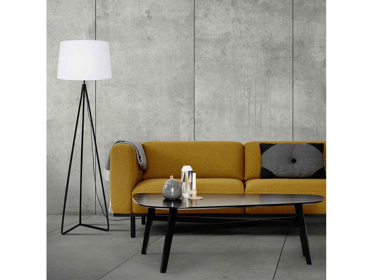 Candeeiro de Pé TOSEL HOD B tecido certo preto D40 x  H155  cm