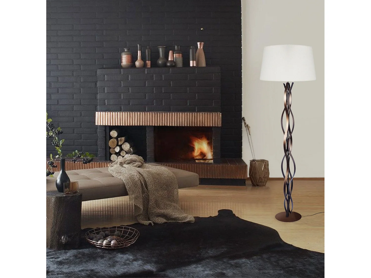 Candeeiro de Pé TOSEL HOD B tecido certo branco D40 x  H155  cm