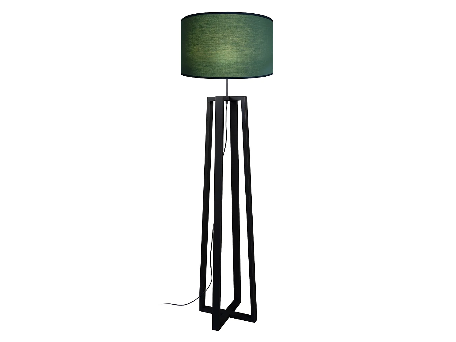 Lampada da terra legno metallo quadripode MANON N nero verde  D'40cm