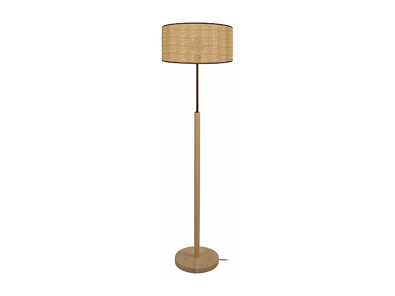 Lampadaire droit bois  naturel,jaune 163 cm.