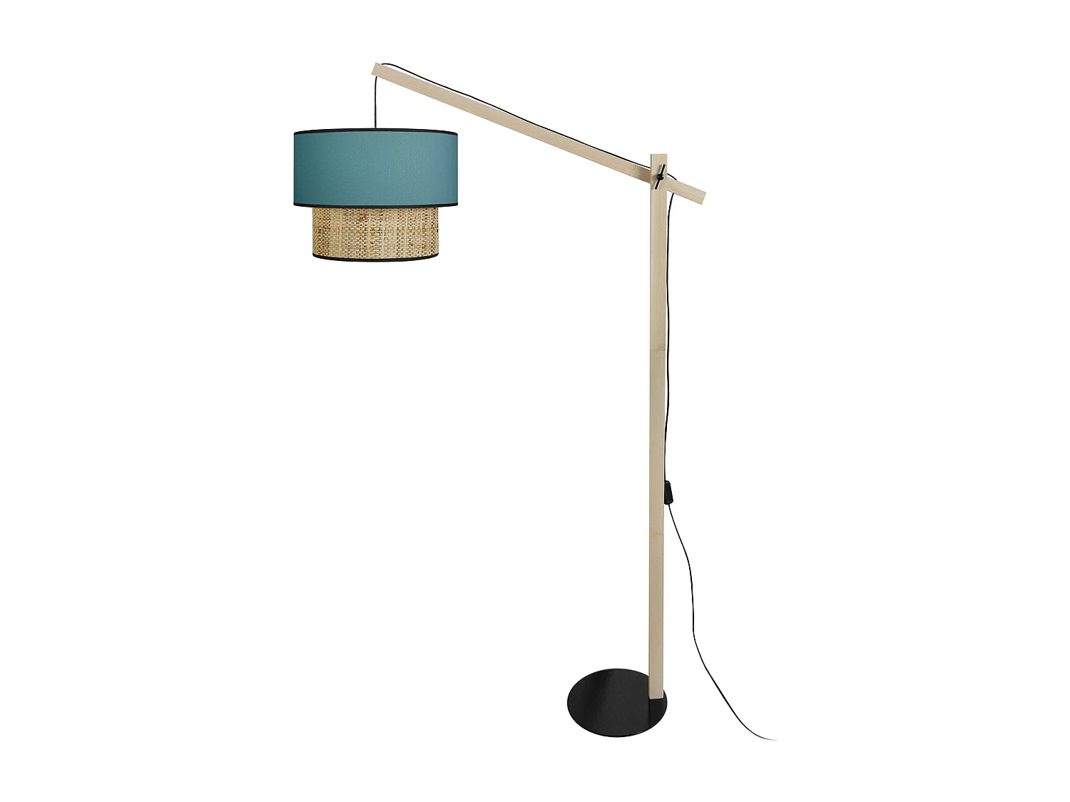 Candeeiro de Pé TOSEL MANON B tecido coluna preto D40 x  H155  cm