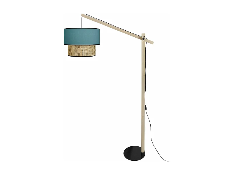 Lampadaire droit bois  naturel,bleu 190 cm.