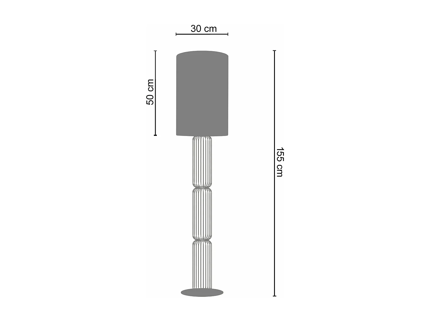 Lampadaire colonne métal  cuivre 155 cm.