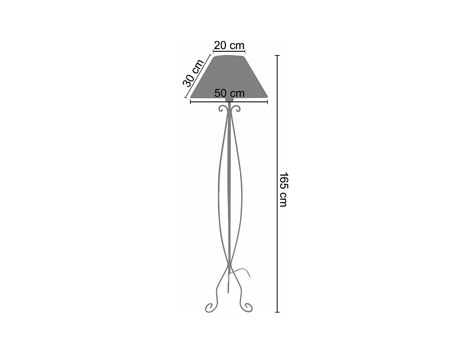 Lampadaire métal  noir 165,cm.