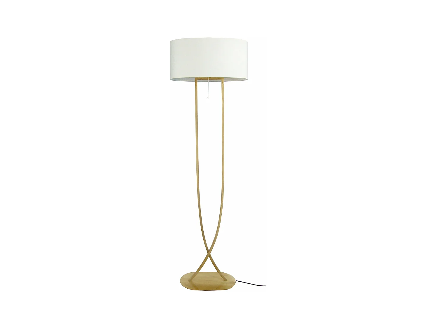 Lampadaire carré, ovale  doré,ivoire 170 cm.
