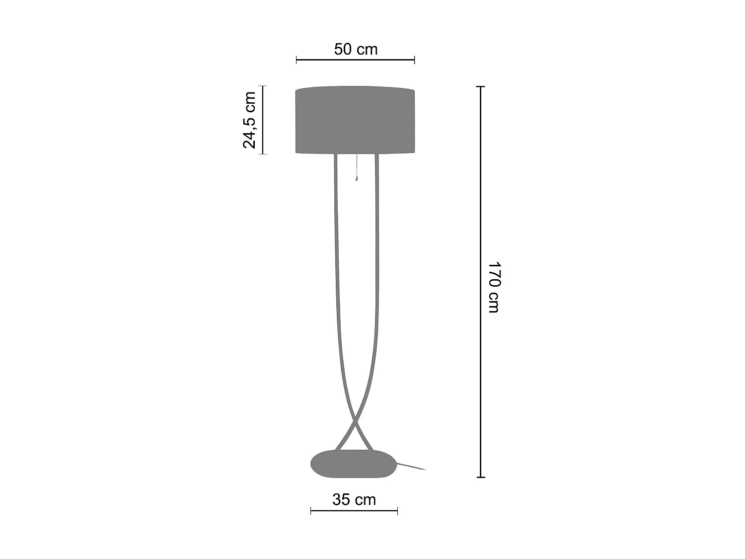 Lampadaire carré, ovale  doré,ivoire 170 cm.