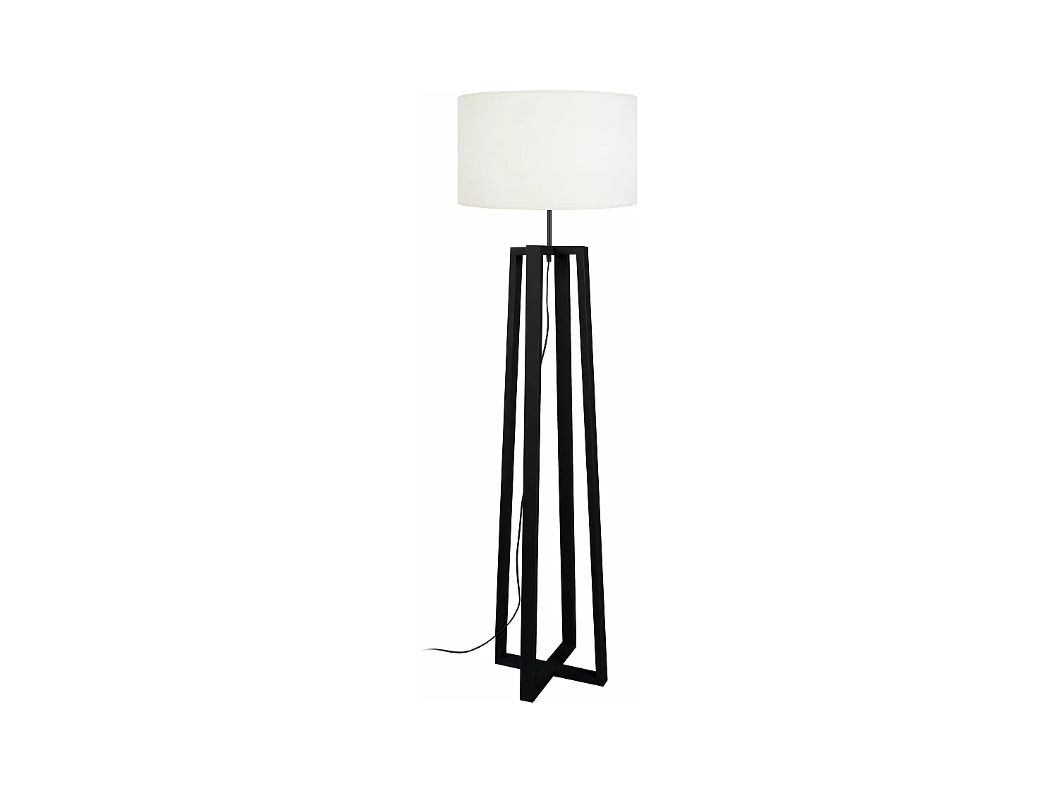 Lampadaire colonne bois noir,écru 155 cm.