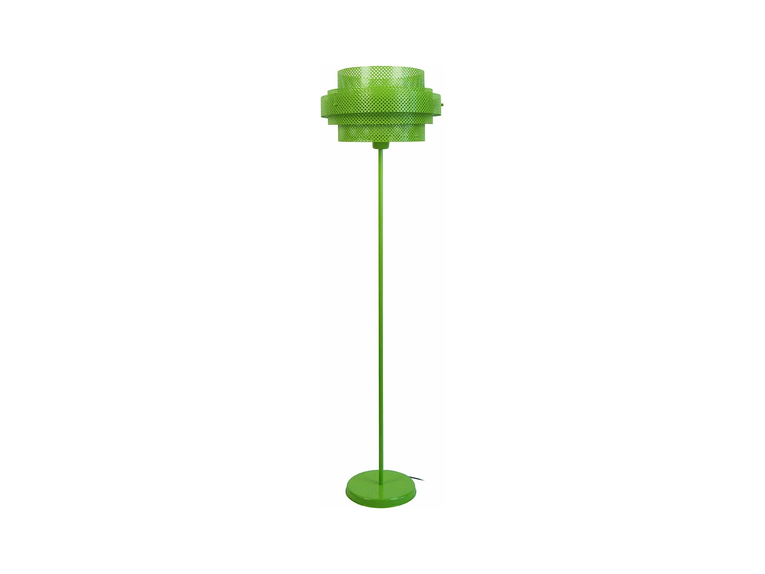 Lampadaire métal perforée vert 170 cm.