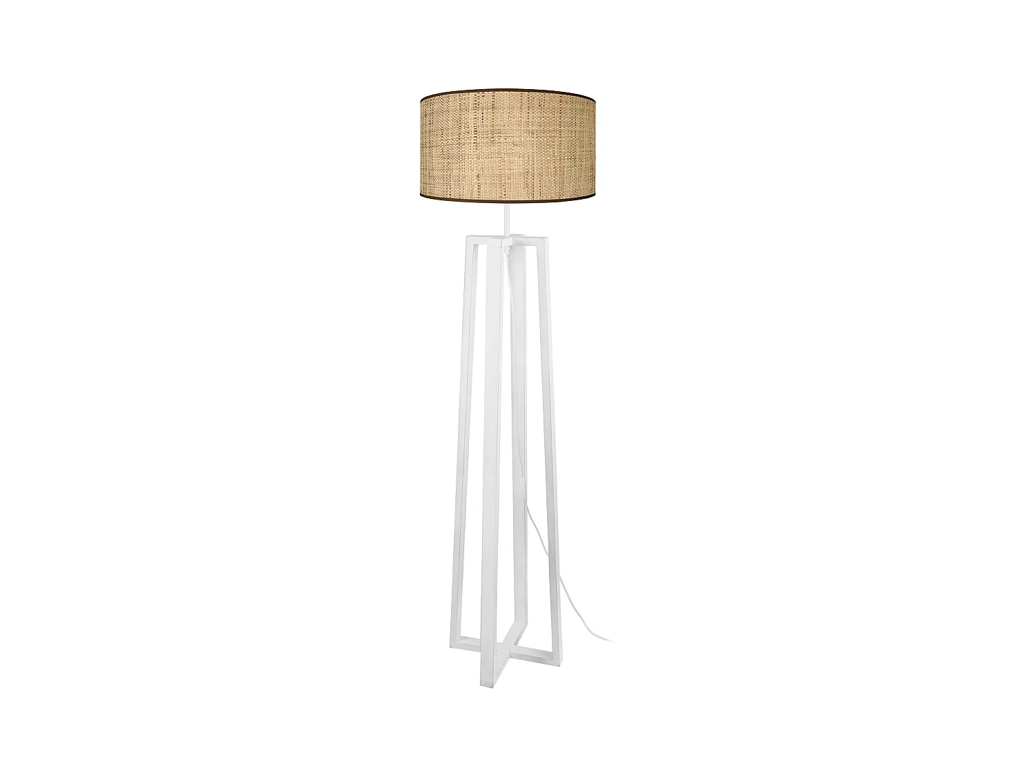 Lampadaire colonne bois  blanc,beige 155 cm.