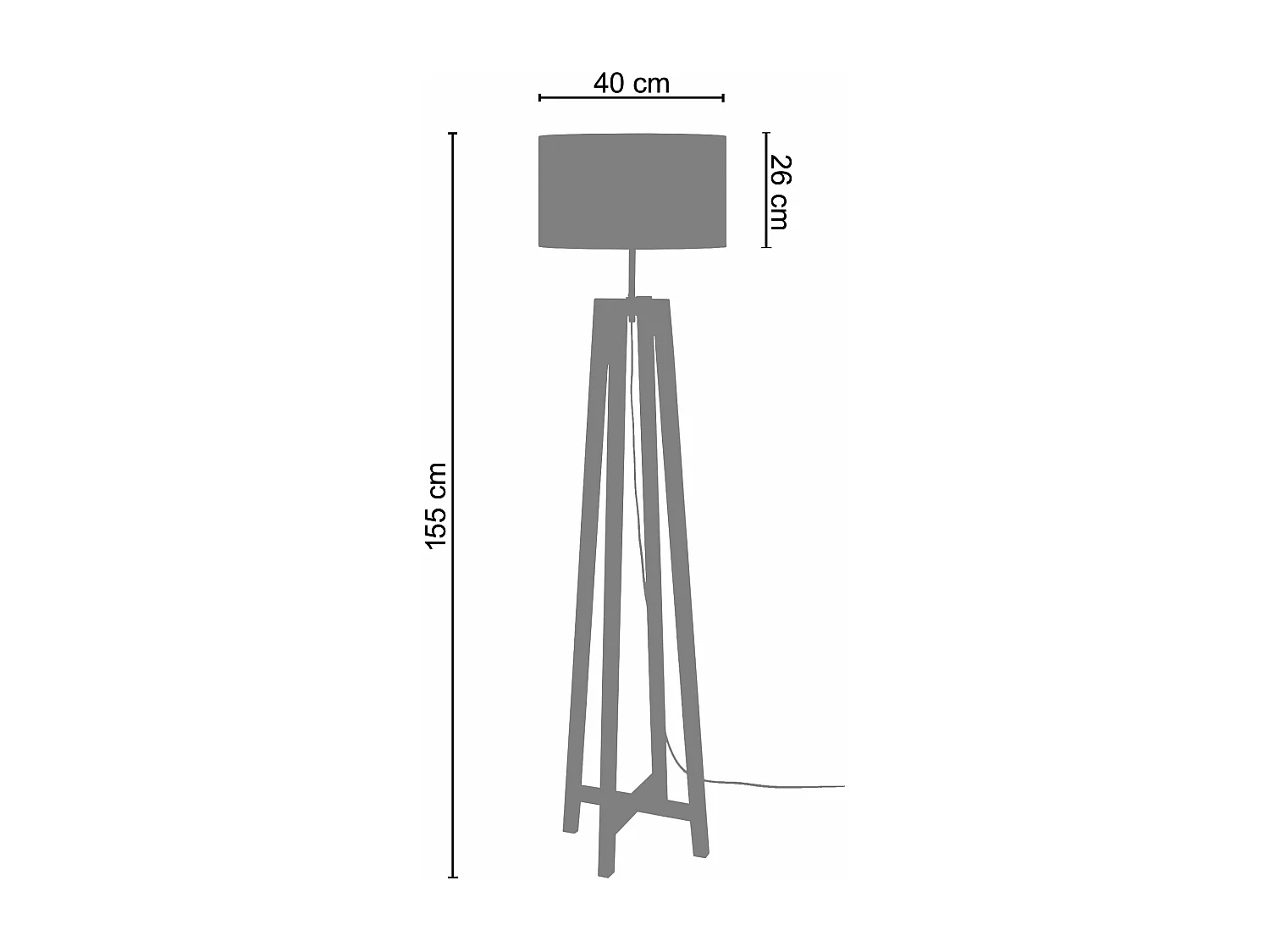 Lampadaire colonne, bois taupe 155 cm.