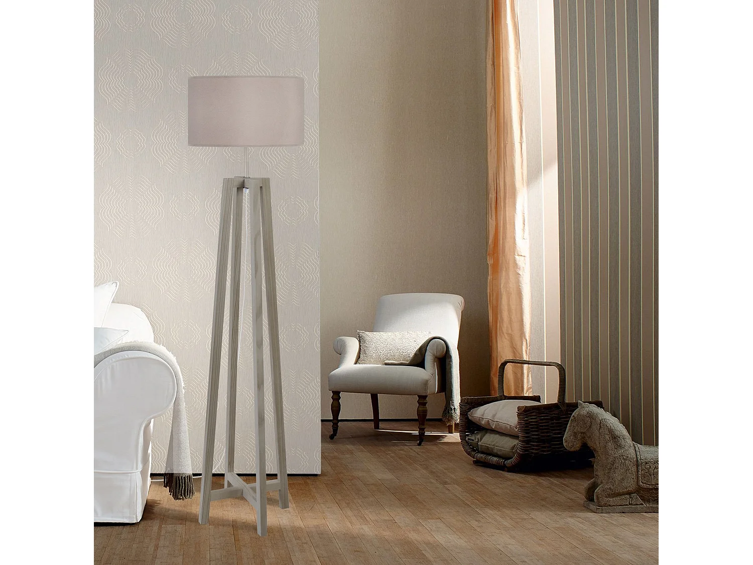 Lampadaire colonne, bois taupe 155 cm.