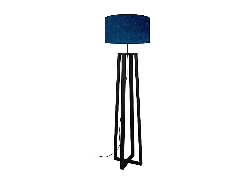 Lampadaire colonne bois noir,bleu 155 cm.