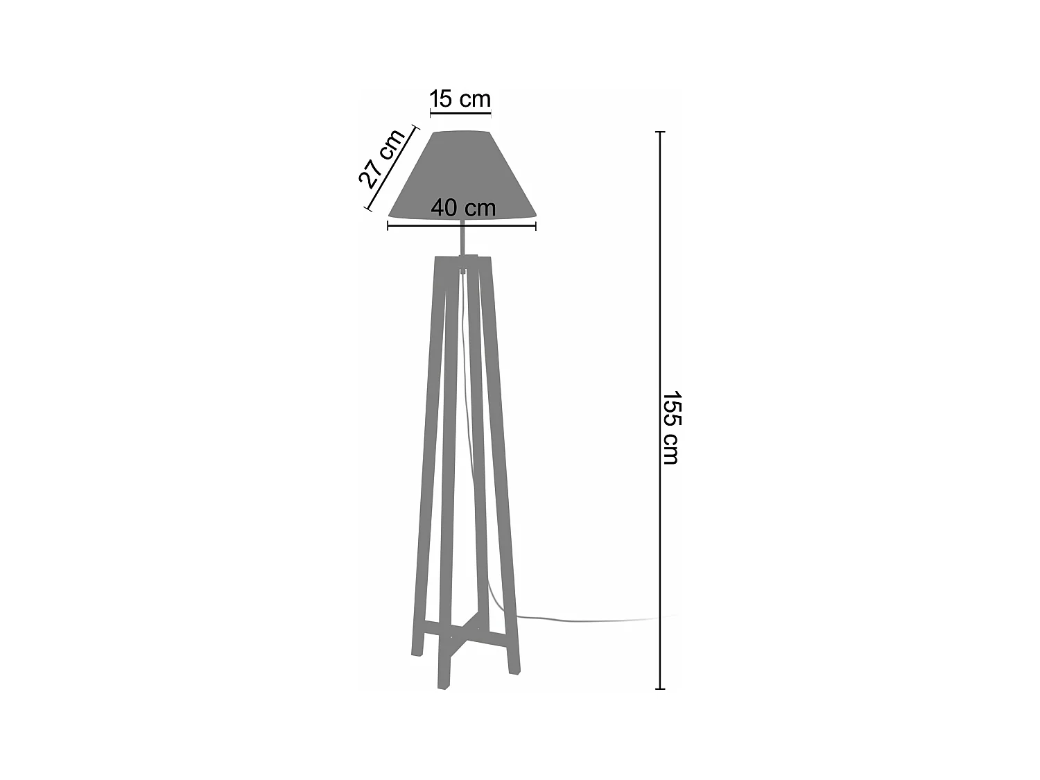 Lampadaire colonne bois, taupe 155 cm.