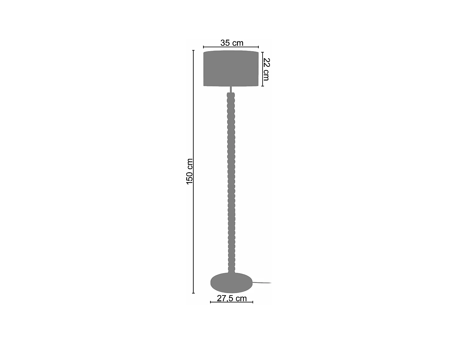 Lampadaire , droit bois  taupe 150 cm.