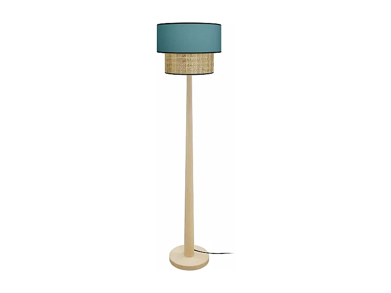 Lampadaire droit bois  naturel,bleu 162 cm.